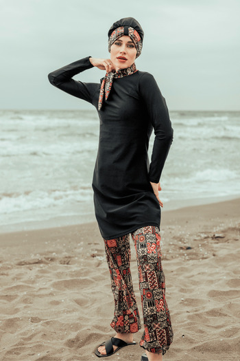 İYİBU Women's 4 Piece Hijab Swimsuit - Wide Leg, Quick Dry, Stretchy and Stylish Design