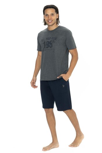 U.S. Polo Assn. U.S. Polo Assn. 18884 Men's Short Sleeve Crew Neck Shorts Pajama Set-Antracitmelange