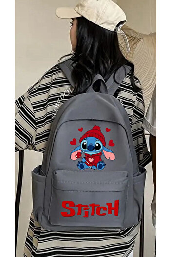 Aesthia Stitch Red Heart Double Printed Tutoring, Course, School Backpack -Mingalondon
