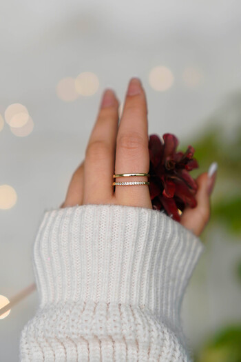 TREND COLLECTİON Taşlı Ayarlanabilir 2 Adet Gold Kadın Yüzük
