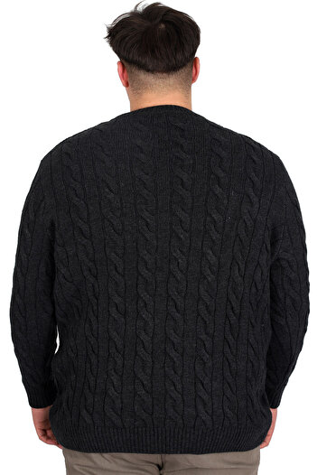 ModeXL Mode XL Büyük Beden Erkek Kazak Bisiklet Yaka BRAIDED 24211 Antrasit