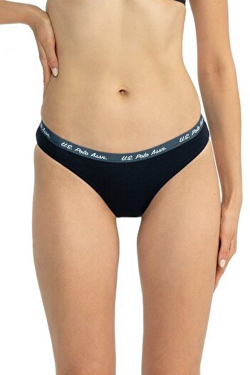 U.S. Polo Assn. U.s Polo Assn. 66428 Kadın Karışık Desen Pamuklu 3'lü Slip Külot-Lacivert