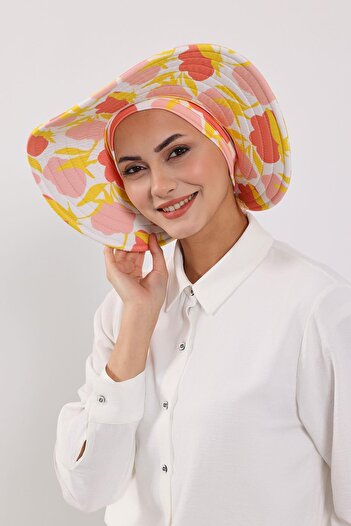 Aisha's Design Μοτίβο καπέλο μπόνε τουρμπάνι με αφαιρούμενη πλάτη με φιόγκο, S-4YD
