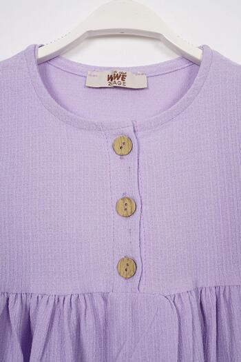zepkids Lilac Colored Girl's Dress with Button Detail and Ruffle Hat