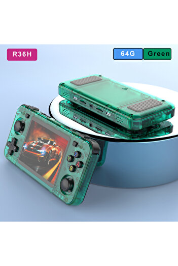 Choice R36H Green 64G BOYHOM Green R36H Retro Video Game Console 3.5‘’ IPS Screen RK3326 3000 mAh Open Linu