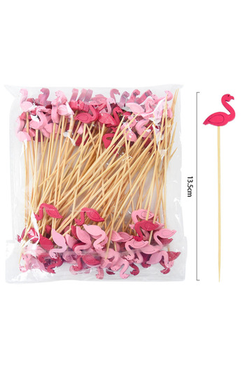 Choice B01 100Pcs Disposable Bamboo Skewer Hawaiian Flamingo Pearl Cocktail Picks Buffet Food Fruit Forks F
