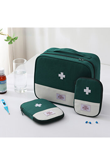 Choice Green 3PCS Large Capacity Medicine Bag Travel Portable Medical Bag Home Medicine Storage Bag Set Por