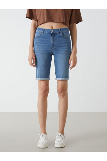 LC Waikiki Pantaloni scurți de jeans pentru femei Bermuda Fit