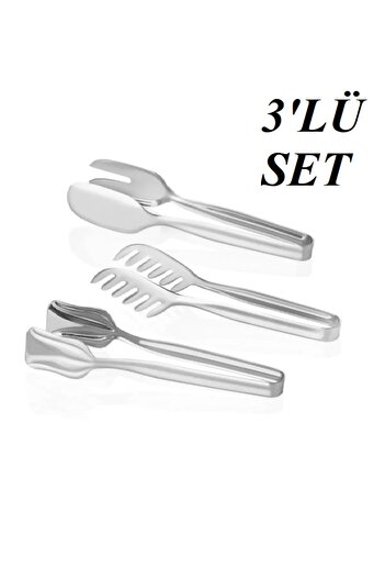 Online Kapında Set of 3 Stainless Steel Serving Tongs