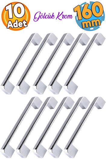 Badem10 Gölcük Oval (160 mm) Metal Chrome Furniture Kitchen Drawer Cabinet Cabinet Handle Handle Handles 10 Pcs
