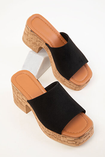SOHO Black Suede Women's Classic Heeled Shoes 20392