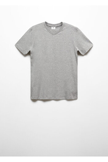 MANGO Woman Metal Gray Men's T-Shirt 67990643