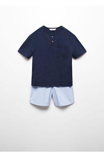 MANGO Woman Navy Blue Boy's Pajama Set 67087116