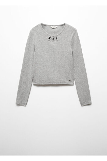 MANGO Woman Metal Gray Girl's T-Shirt 67990629
