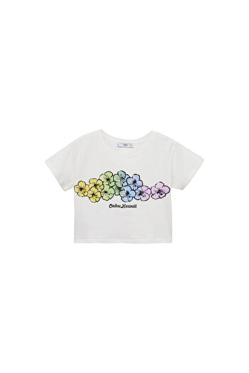 MANGO Woman Kirik White Women's T-Shirt 67030486