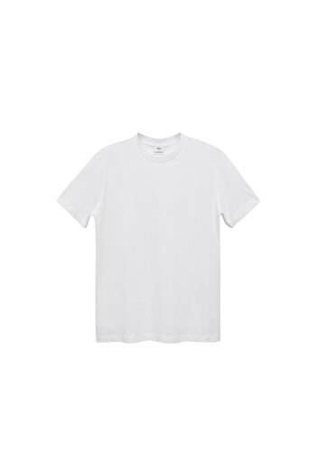 MANGO Woman Λευκό ανδρικό μπλουζάκι 77970606