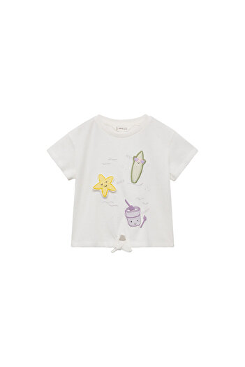 MANGO Woman Бяла тениска Cherry Girl 67007951