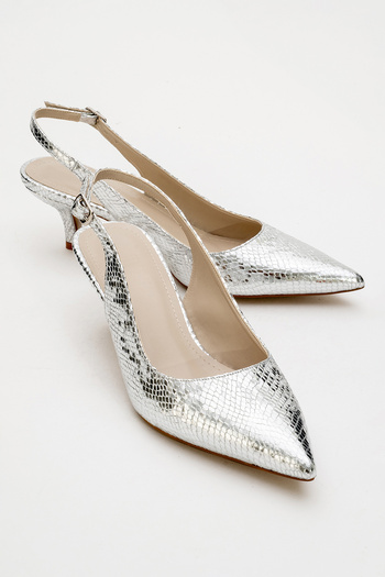 LuviShoes Value Silver Patterned Women's Heeled Shoes
