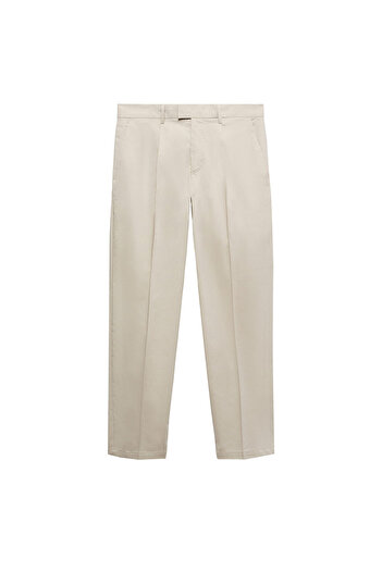 MANGO Woman Men's Beige Trousers 77110571