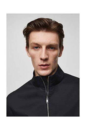 MANGO Man Stretch βαμβακερό μπουφάν με φερμουάρ