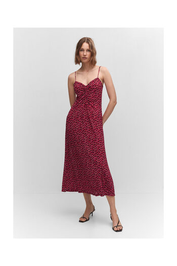 MANGO Woman Ruched detail flower dress