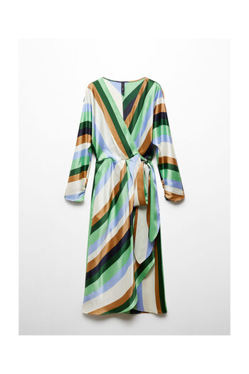 MANGO Woman Rochie din satin cu dungi