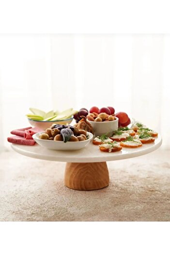 Janset Akasya ayaklı mermer sunumluk/düzenleyici/peynir sunum/yağdanlık standı/pasta standı