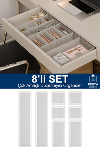 Fesya Home ORİGAMİ 8'li Çok Amaçlı Organizer Çekmece İçi Düzenleyic Set 4K-20-2B