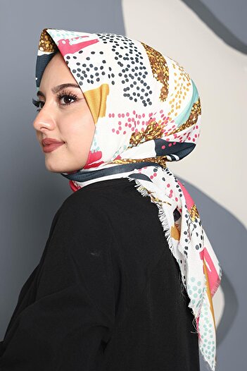 AFVENTE 49 Model Patterned Cotton Scarf - Multicolored