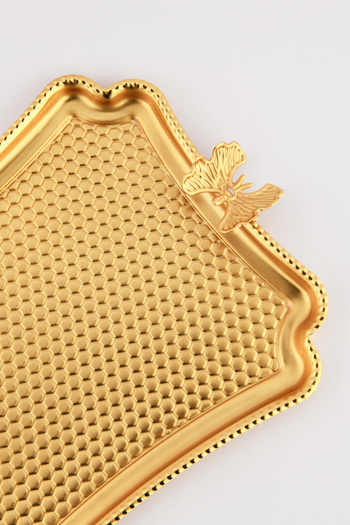 AKSESUAR EVRENİ Butterfly Fiano Honeycomb Model Presentation Tray Gold Set of 6
