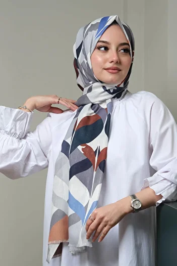 AFVENTE Beige Colored Abstract Patterned Cotton Shawl