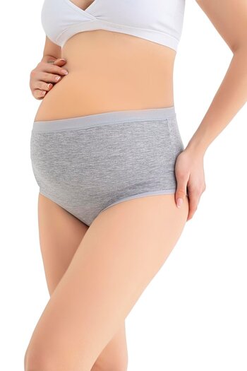 Arma Yıldız Women's (Seamless) Maternity Maternity Panties Gray Cotton Lycra Soft Textured Stretch Fabric Set of 3