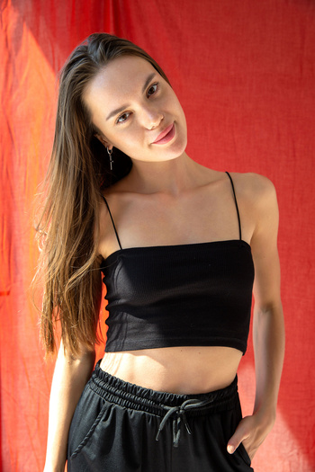 Clu Black Rope Strap Knitted Crop Top