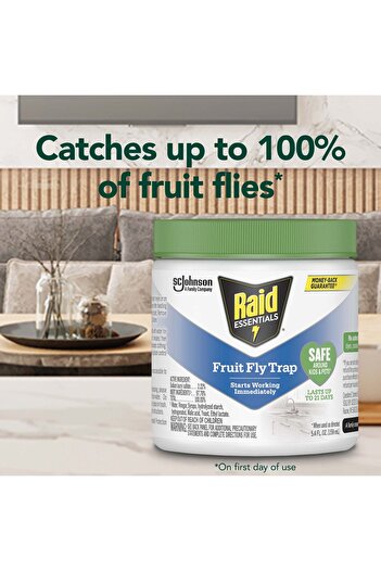 Raid Essentials Fruit Fly Trap for Indoors, Made with Essential Oils, Child and Pet Safe, 5.4 oz