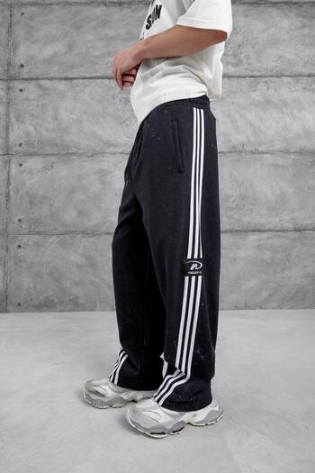 NOMARC Erkek Siyah Ynzay-3 Yazılı Baggy Eşofman Altı