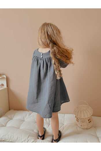 YİGİT BUTİK Yigit Boutique Muslin Fabric Bow Girl's Dress