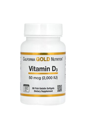 California Gold Nutrition Vitamin D3, 50 mcg (2,000 IU), 90 Fish Gelatin Softgels