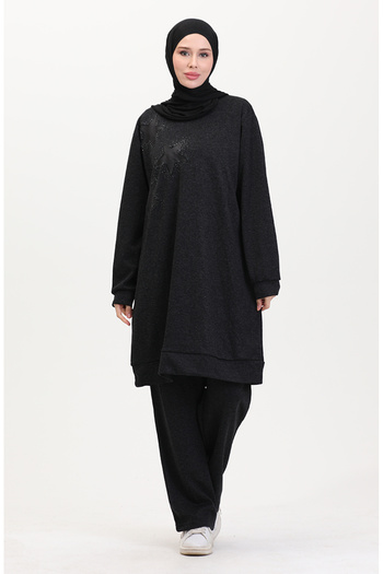 sefamerve Stone Tunic and Pants Double Set 0569-02 Smoked