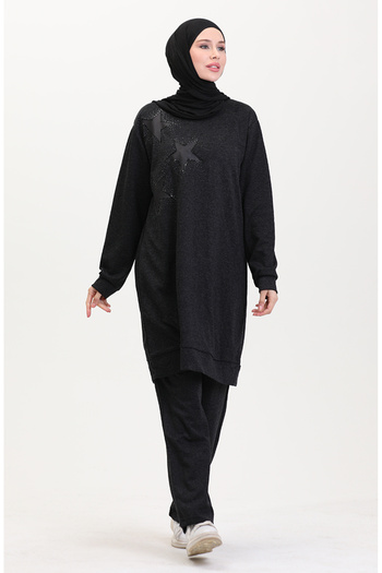 sefamerve Stone Tunic and Pants Double Set 0569-02 Smoked