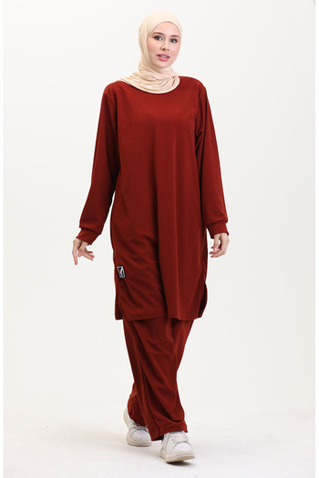 sefamerve 0568-03 Tile Tunic and Pantalon Double Set