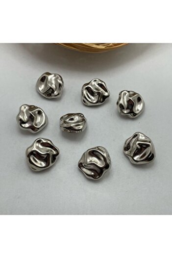 Bukle İplik Round Embossed - Fill Pattern Silver Plastic Metalized Pedestal Knob - 34" (6 Count)