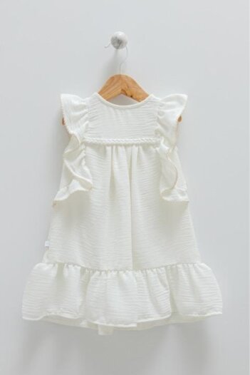 Caramell Baby Girl Child Dress 100% Cotton Muslin Fabric Summer Dress with Ruffle Detail (1 - 4 Years Old)