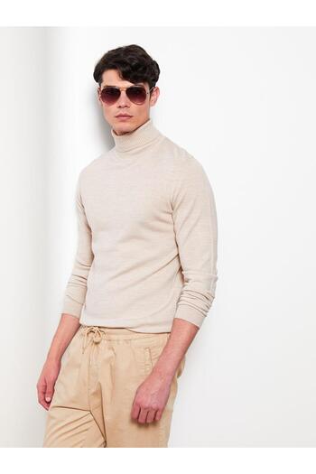 LC Waikiki Beige Turtleneck Long Sleeve Men's Knitwear Sweater