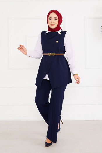 EBRUTESETTÜR Belted Vest Hijab Double Suit