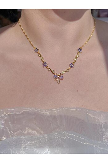 Reorah Collection Purple Ribbon Garden Necklace