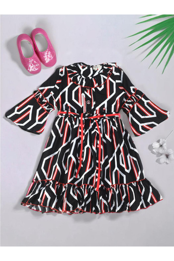 Bella Moda By Styli All-Over Print Tiered Dress