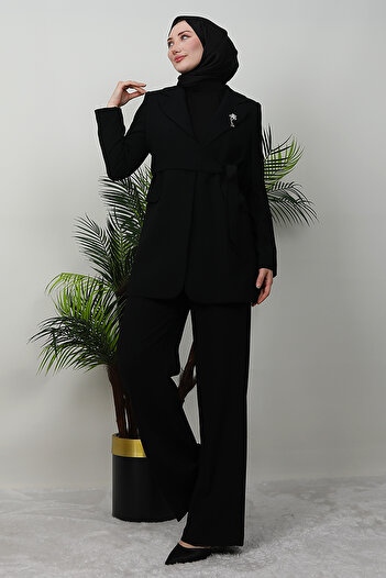 Giza Giyim Asymmetric Jewelled Set Black