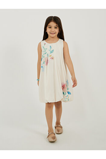 Styli Placement Print Balloon Hem Sleeveless Dress