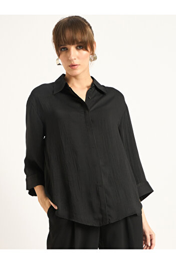 Femmella By Styli Satin Spread Collar Regular Fit Shirt