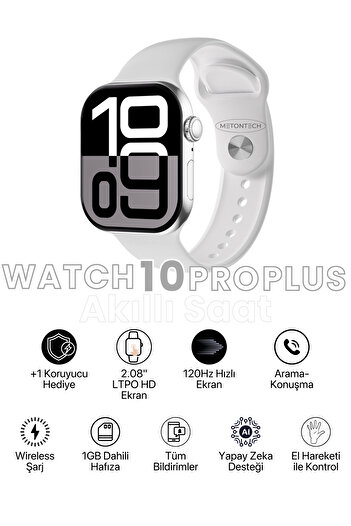 MactivePro Watch 10 Pro Plus Akıllı Saat | Tüm Telefonlara Uyumlu | Koruyucu Hediyeli | Büyük Ekran Akıllı Saat